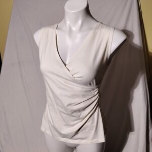 Lesley‎ Evers Cream Sleeveless Tank Top Women's Sz S - Imperfect